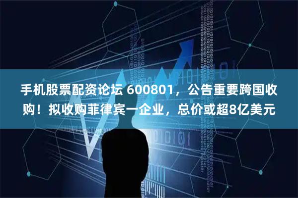 手机股票配资论坛 600801，公告重要跨国收购！拟收购菲律宾一企业，总价或超8亿美元